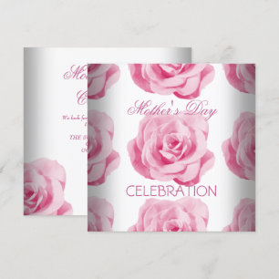 Convite Dia das Mães rosas Flores Brancas e Rosas