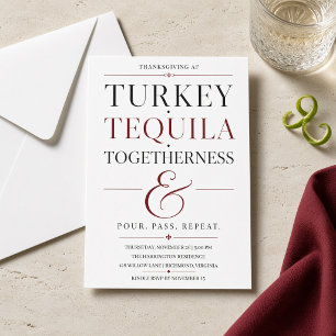 Convite Dia de Ação de Graças AF de Tequila e Peru com Uni
