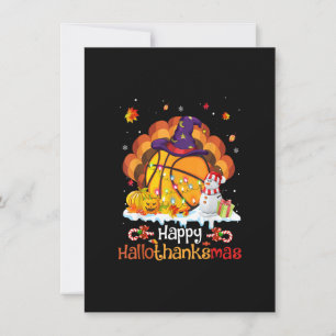 Convite Dia de Ação de Graças do Halloween de basquete
