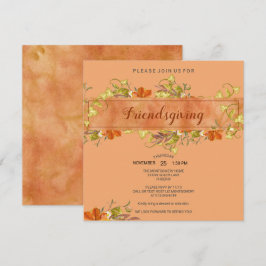 Convite Dia de Ação de Graças entre Amigos Aquarela Folhas