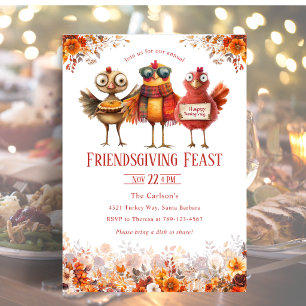 Convite Dia de Ação de Graças Friendsgiving Peru Fofo