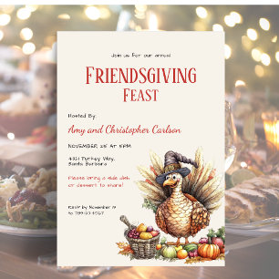 Convite Dia de Ação de Graças Friendsgiving Peru Rústico