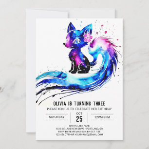Convite Dia de Aniversário da Rapariga Digital Pintada