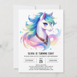 Convite Dia de aniversário de Cavalo Personalizado Diverti
