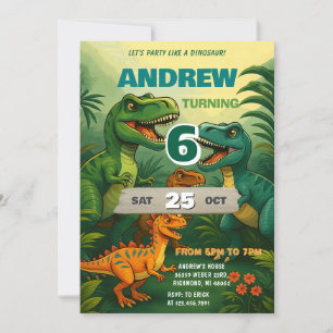 Convite Dia de aniversário do T-Rex do Dinossauro Pessoal 