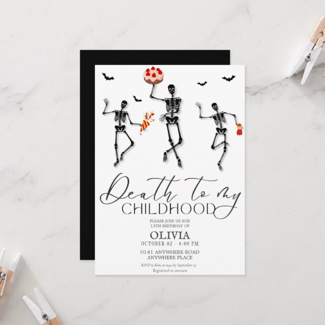 Convite Dia de as Bruxas engraçado aniversário (Frente/Verso In Situ)