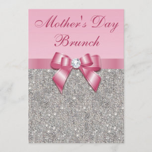 Convite Dia de as mães Brunch Silver Jewels Faux Arco Ros