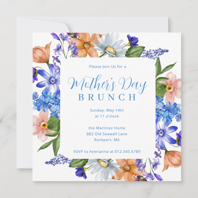 Convite Dia de as mães Brunch Wildflower (Frente)