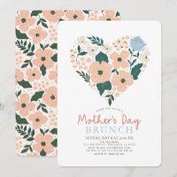 Dia de as mães de Coração Floral Rosa Brunch