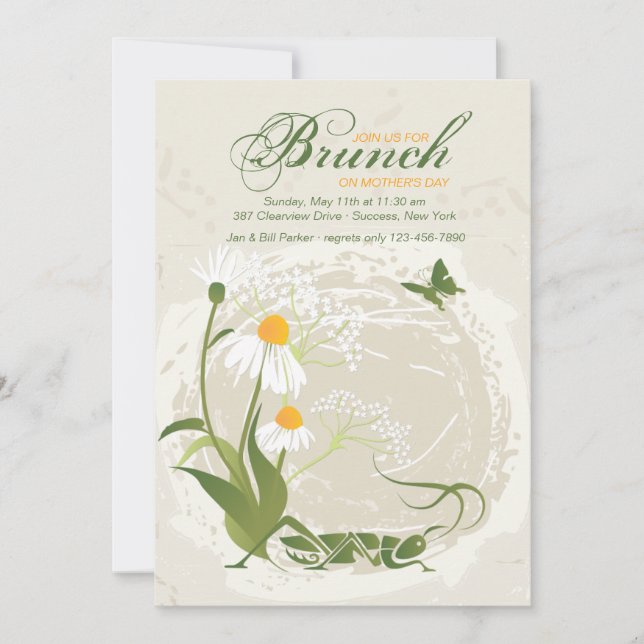 Convite Dia de as mães de Flores de Verão (Frente)
