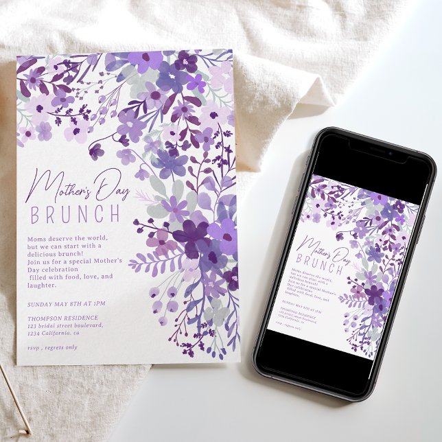 Convite Dia de as mães de primavera de flores silvestres d (Criador carregado)