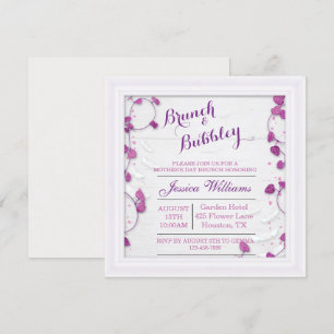 Convite Dia de as mães Decorativo Roxo Brunch & Bubble