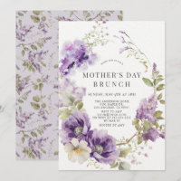 Dia de as mães Púrpura e Lilac Floral Brunch