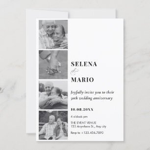 Convite Dia de casamento da foto minimalista branca preta