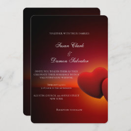 Convite Dia de Casamento do Elegante do Coração Vermelho