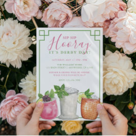 Convite Dia de Derby em Aquarela, Bebidas Mint Julep na Fe