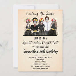 Convite Dia de Fora das Meninas do Halloween do Aniversári