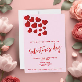 Convite Dia de Galentine Corações Vermelhos Festa de Amiga