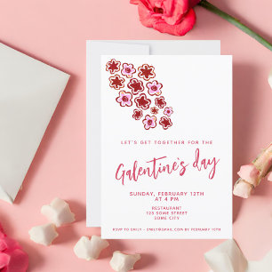 Convite Dia de Galentine Flores Rosa Vermelho Amigos 