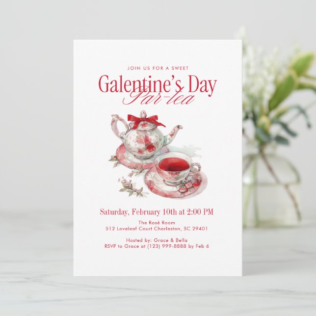 Convite Dia de Galentine Par-tea (Em pé/Frente)