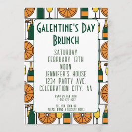 Convite Dia de Galentines Brunch Mimosas Retro