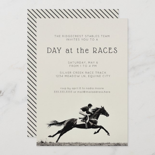 Convite Dia de Jockey com Cavalo na Equestre (Frente/Verso)