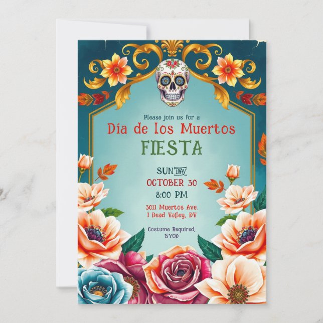 Convite 💀🎉Dia de los Muertos Coração e Alma (Frente)