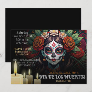 Convite Dia De Los Muertos La Catrina Arte Floral