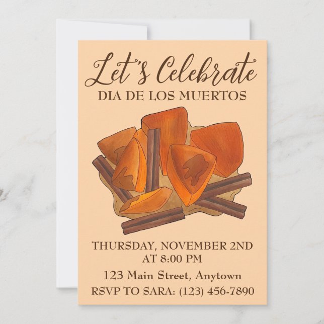 Convite Dia De Los Muertos Mexicanos Calabaza en Tacha Com (Frente)