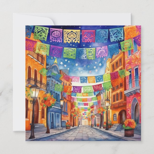 Convite "Dia de los Muertos", Papel Picado Showcase (Frente)