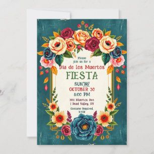 Convite 💀🎉Dia de los Muertos Pétalas & Fantasmas: