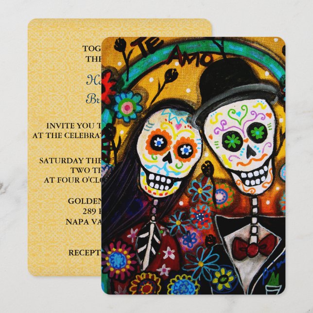 CONVITE DIA DE LOS MUERTOS WEDDING (Frente/Verso)