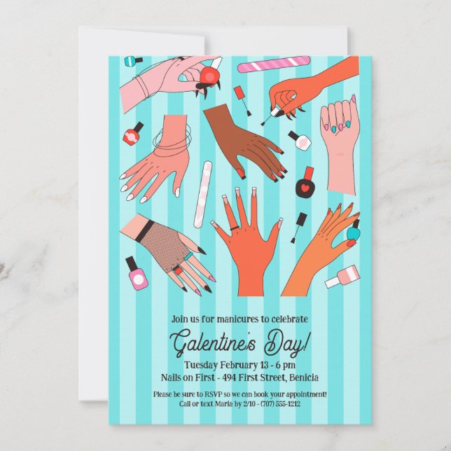 Convite Dia de Nail Salon Galentine (Frente)