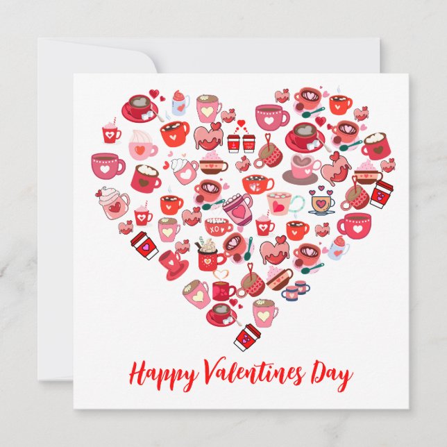 Convite Dia de os namorados Amor Forma Cardíaca Design de  (Frente)