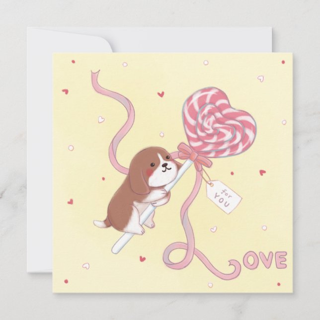 Convite Dia de os namorados: Beagle & Lollipop (Frente)