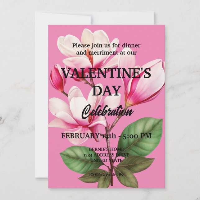 CONVITE DIA DE OS NAMORADOS COM FLORES DE TINTA (Frente)