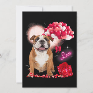 Convite Dia de os namorados de Coração do Balão do Bulldog