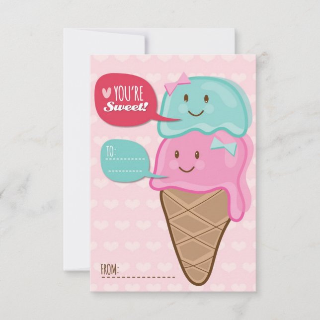 Convite Dia de os namorados de sorvetes da escola de sala  (Frente)