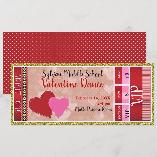 Convite Dia de os namorados Party Admite uma Dança VIP (Frente/Verso)