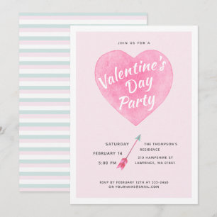 Convite Dia de os namorados Pastel Watercolor Heart Convit
