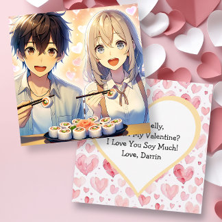 Convite Dia de os namorados Pun Sushi Anime Bonito