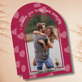 Convite Dia de os namorados Rosa Quente de Arch Moderno