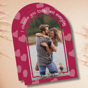 Convite Dia de os namorados Rosa Quente de Arch Moderno