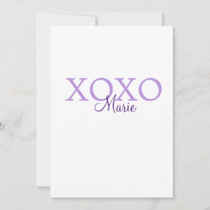 Convite Dia de os namorados Xoxo adicione nome pastel roxo