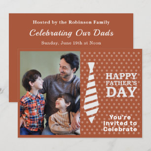 Convite Dia de os pais White Tie Light Brown Dots Festa de