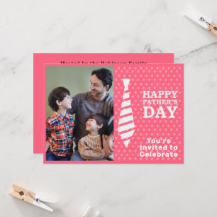Convite Dia de os pais White Tie Pink Pontos Adicionar Fes
