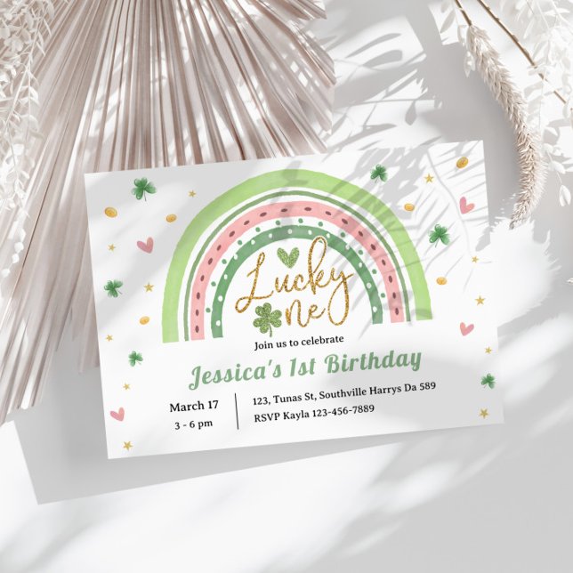 Convite Dia de São Patrício Arco-Íris Sortudo Um Primeiro  (Criador carregado)