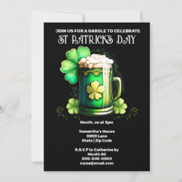 Convite Dia de São Patrício de cerveja irlandesa, um trevo