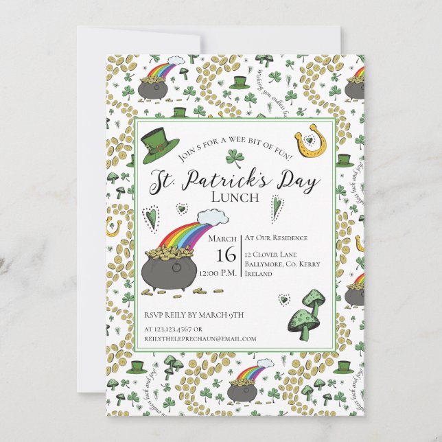 Convite Dia de São Patrício do almoço Dourado (Frente)