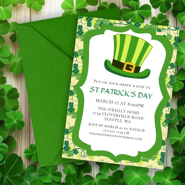 Convite Dia de São Patrício irlandês (St Patrick's Day Irish Party Invitation)